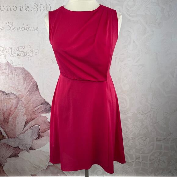 Vince Camuto Pink Silky Dress Layered Front Pleats Size 14 - Picture 1 of 14